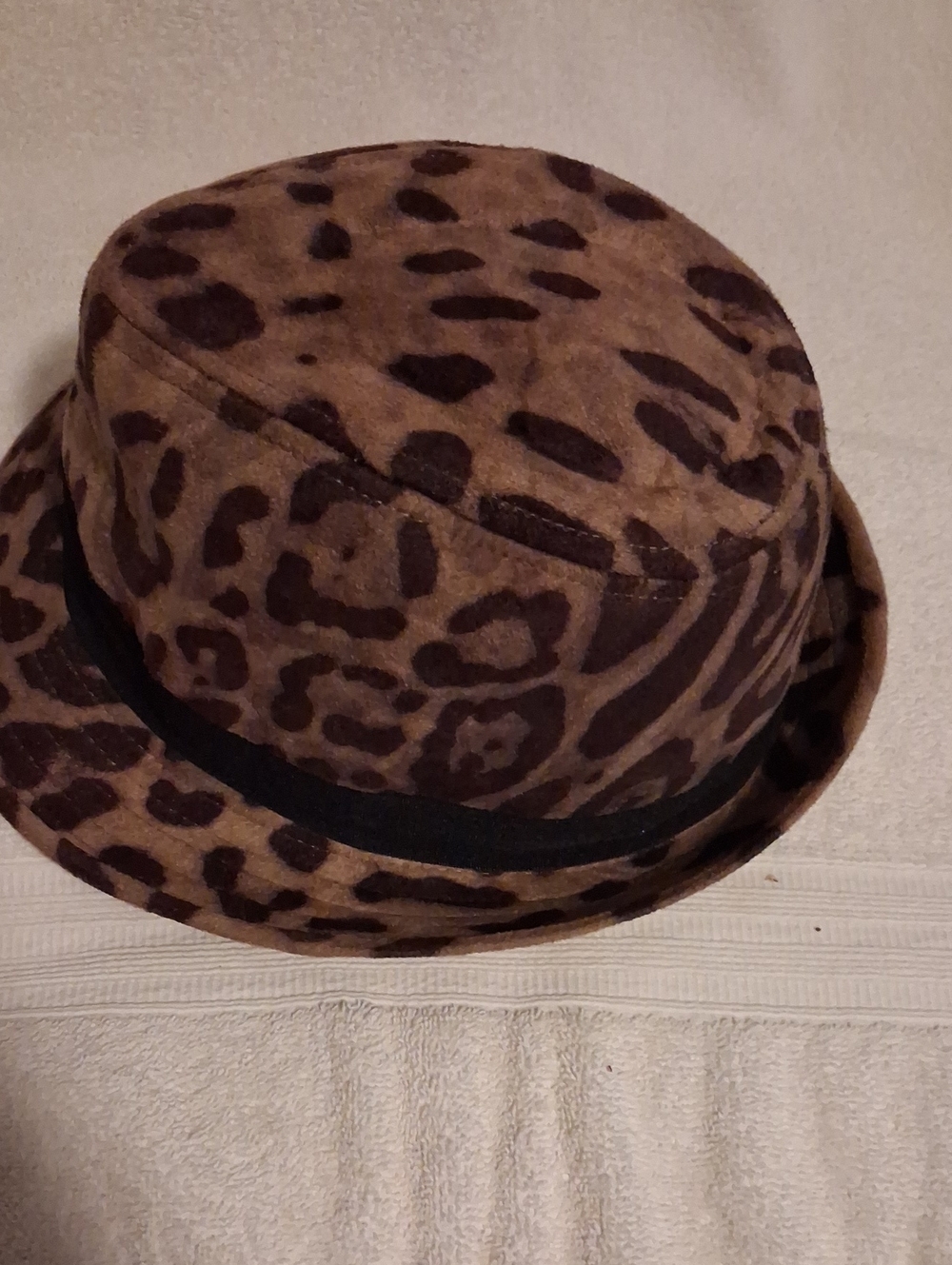 Connection 18 Leopard-Pattern Felt Trilby Hat - Brown and Black  Adjustable Band